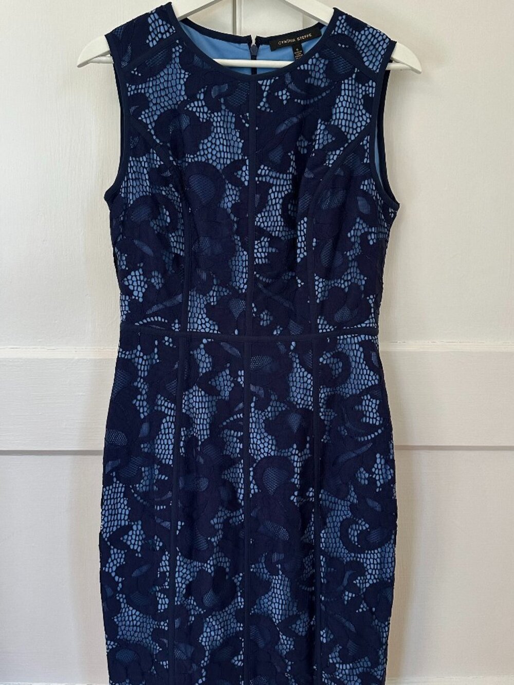 Cynthia Steffe blue lace overlay dress